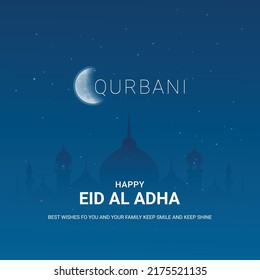 Eid Al Adha Mubarak Bakri Eid Qurbani Eid Muslim Festivals Creative Vector Illustraion 