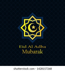 Eid Al Adha Mubarak celebration card with  mosque in paper art blue background. Use for banner, poster, flyer, brochure sale template