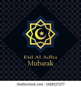 Eid Al Adha Mubarak celebration card with  mosque in paper art blue background. Use for banner, poster, flyer, brochure sale template