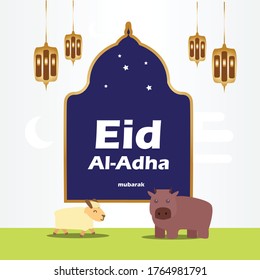 Eid Al Adha Mubarak the celebration of Muslim festival background design template. vector illustration.