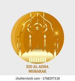 Eid Al Adha Mubarak the celebration of Muslim community festival background design with sheep and star paper cut style.Vector Illustration