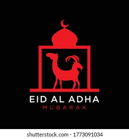 Eid Al Adha Mubarak the celebration of Muslim community festival background design with camel  and goat 