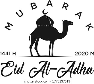 Eid Al Adha Mubarak the celebration of Muslim community festival background design with camel  and goat 