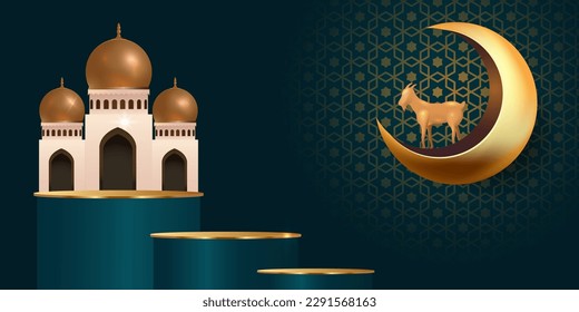 Eid Al Adha Mubarak the celebration of Muslim community festival background design.Vector Illustration