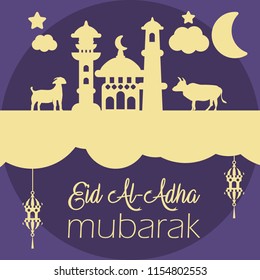 eid al adha mubarak concept for eid holiday (islamic holiday). vector illustration