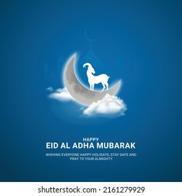 Eid Al Adha Mubarak. Creative Design For Social Media. 3D Illustrations