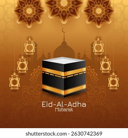 Eid al adha mubarak cultural Islamic background design vector