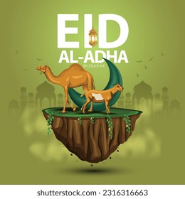 Eid al adha mubarak Design Background. Vector Illustration for greeting card, poster and banner.	