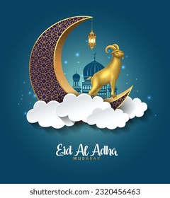 Eid al adha Mubarak Design Hintergrund. Vektorgrafik für Grußkarten, Poster und Banner.	