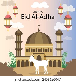 Eid al adha Mubarak Design Background. Vector Illustration for greeting card, poster and banner.