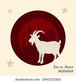 Eid Al Adha Mubarak design. Paper cut effect illustration