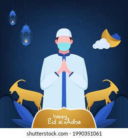 Eid al adha mubarak - festival card. Luxury Eid al adha greeting for social media post and banner.