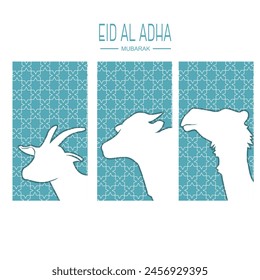 Eid Al Adha Mubarak Wohnung mit Silhouette für Social Media Post Design, Banner und Poster