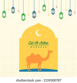 Eid Al Adha Mubarak greeting illustration vector design