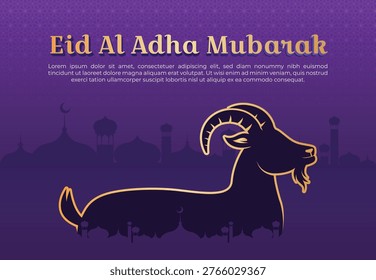 Eid Al Adha Mubarak Greeting Card with Goat Silhouette