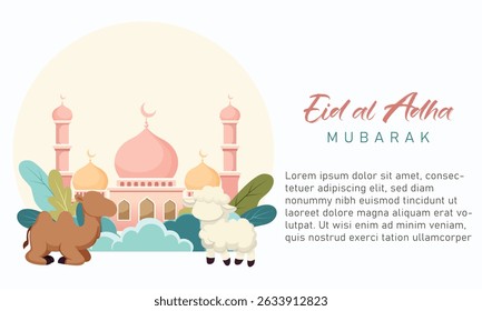 Eid al adha mubarak Saudações Fundo. Ilustração vetorial para cartão de saudação, cartaz e banner.