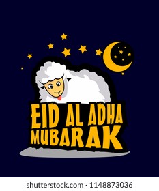 eid al adha mubarak has mean muslim event with sheep illustration vector, beautiful greeting card, logo event, poster, banner for muslim event
