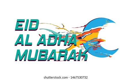 eid al adha mubarak has mean muslim event, background with moon vector illustration