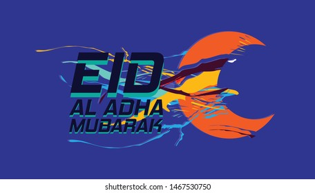 eid al adha mubarak has mean muslim event, background with moon vector illustration