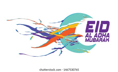 eid al adha mubarak has mean muslim event, background with moon vector illustration