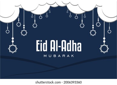 Eid Al Adha Mubarak. Holiday concept. Template for background, Web banner, card, poster, t-shirt with text inscription