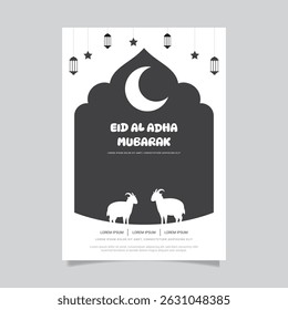 Eid Al Adha Mubarak Illustration Flyer Design Template