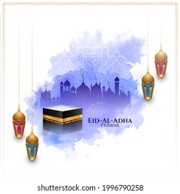 Eid Al Adha mubarak Islamic religious greeting background vector