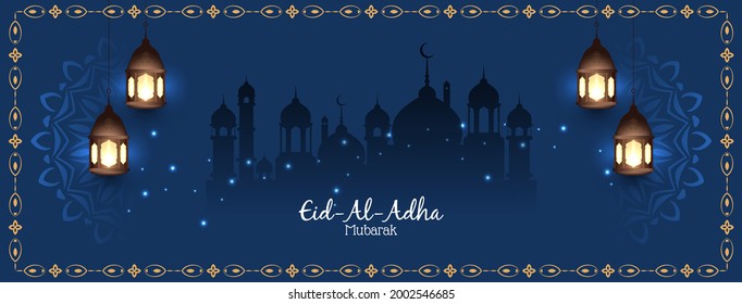Eid Al Adha mubarak Islamic festival banner design vector