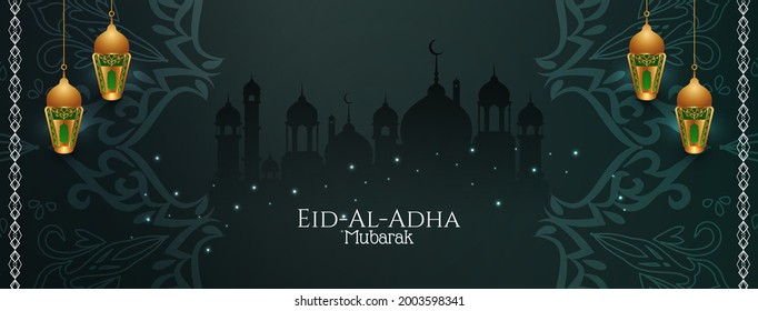 Eid Al Adha mubarak Islamic festival banner design vector