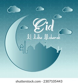 eid al adha mubarak islamic elegant creative vector design,