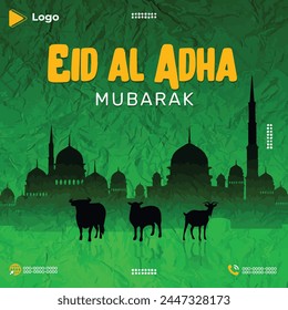 Eid al adha mubarak islamic festival social media banner template | Eid ul adha greeting instagram and social media post and banner template | eid adha bakrid adha eid post mubarak islamic
