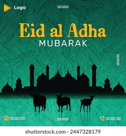 Eid al adha mubarak islamic festival social media banner template | Eid ul adha greeting instagram and social media post and banner template | eid adha bakrid adha eid post mubarak islamic
