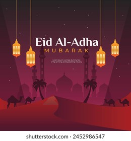 Eid Al Adha Mubarak Islamisches Festival Hintergrund Design Vorlage mit Nachtthema