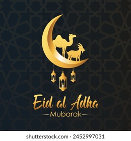 Eid al Adha Mubarak Islamischer Hintergrund mit Moschee Illustration 