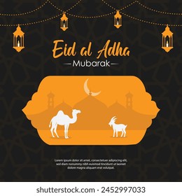 Eid al Adha Mubarak Islamic background with mosque illustration 