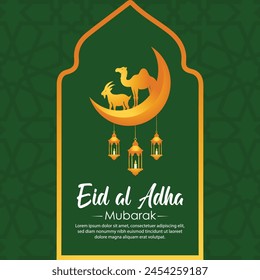 Eid al Adha Mubarak Islamic background with mosque illustration 