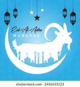 Eid al Adha Mubarak Islamic greeting card design, Eid festival invitation card template