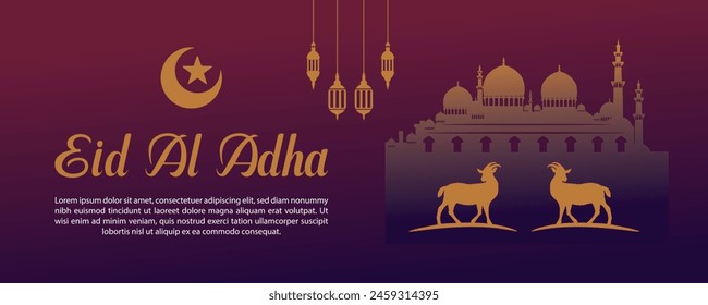Eid al Adha Mubarak Islamic religious Muslim festival social media banner template