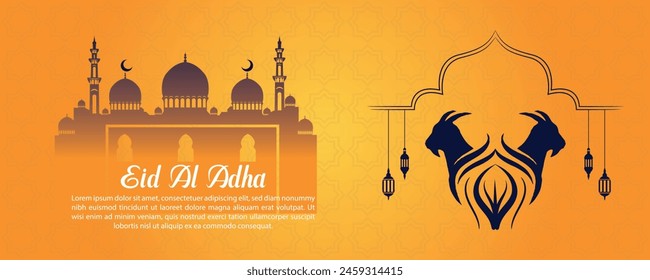Eid al Adha Mubarak Islamic religious Muslim festival social media banner template