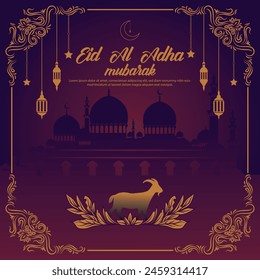 Eid al Adha Mubarak Islamic religious Muslim festival social media banner template