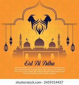 Eid al Adha Mubarak Islamic religious Muslim festival social media banner template