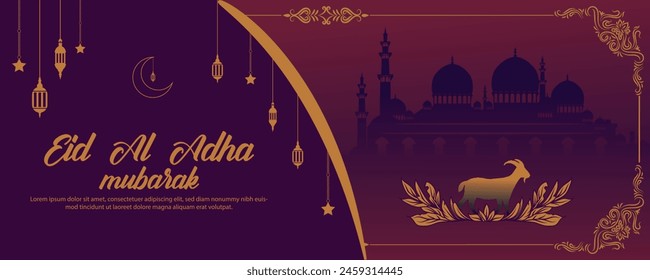 Eid al Adha Mubarak Islamic religious Muslim festival social media banner template