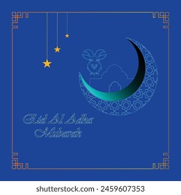 Eid Al Adha mubarak Islamic festival celebration mosque background vector