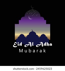 Eid Al Adha mubarak Islamic festival celebration mosque background vector