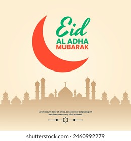 Eid Al Adha Mubarak Islamic festival social media Post design template. Vector Illustration.