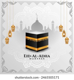 Eid Al Adha mubarak Islamic festival greeting card design vector