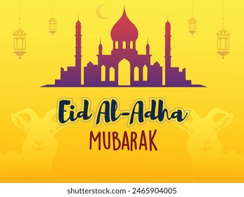 Eid Al Adha Mubarak Islamic greeting card. vector illustration of Islamic festive background. 