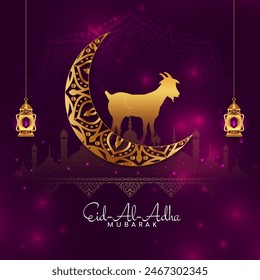 Eid Al Adha mubarak Islamic festival elegant background design vector