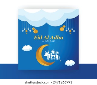 Eid al Adha Mubarak Islamic festival social media poster template