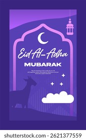 Eid al Adha Mubarak Islamic social media template for banner, vector download